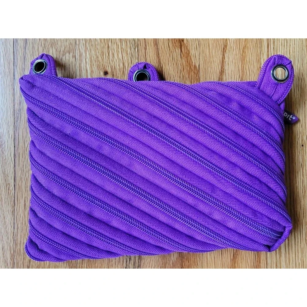 ZIPIT Grillz Monster 3 Ring Binder Pencil Pouch Case Purple Zipper School Supply